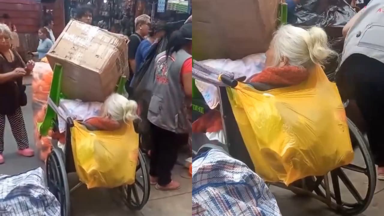 Familia apila compras sobre abuela en silla de ruedas y causa indignación: “No se vale”