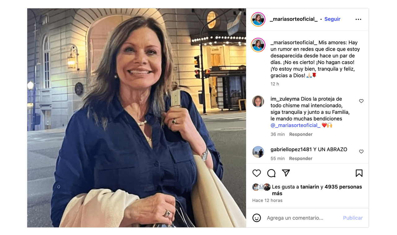 María Sorté rompe el silencio y niega rotundamente su desaparición