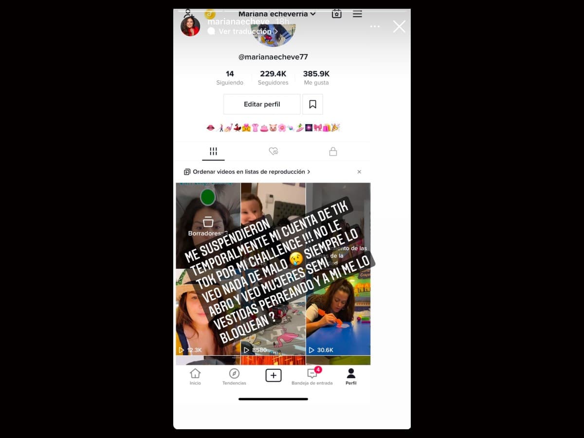 Mariana Echeverría exhibió la censura de la que fue blanco en TikTok.