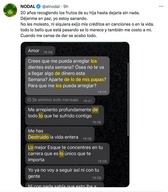 La conversación con Belinda que filtró Christian Nodal.