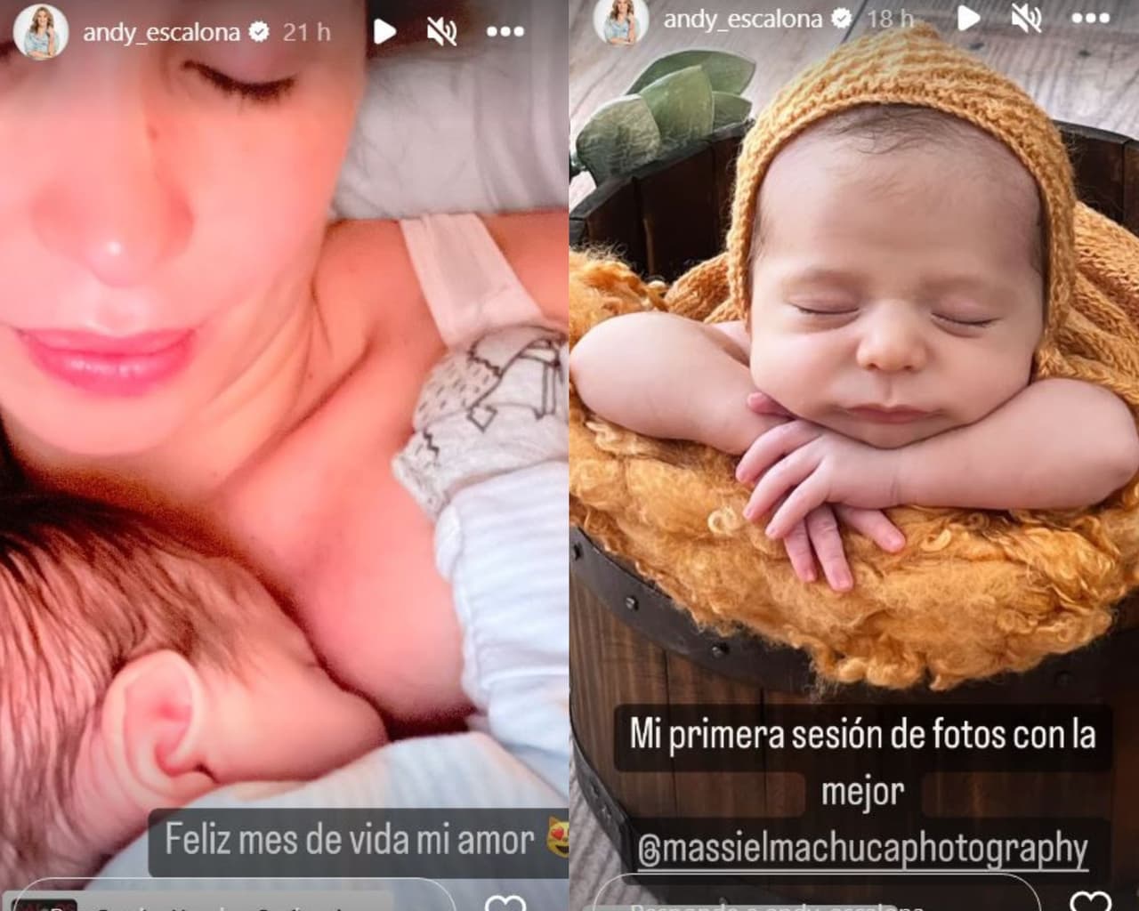 Andrea Escalona festeja a su bebé Emilio en su primer mes de vida.