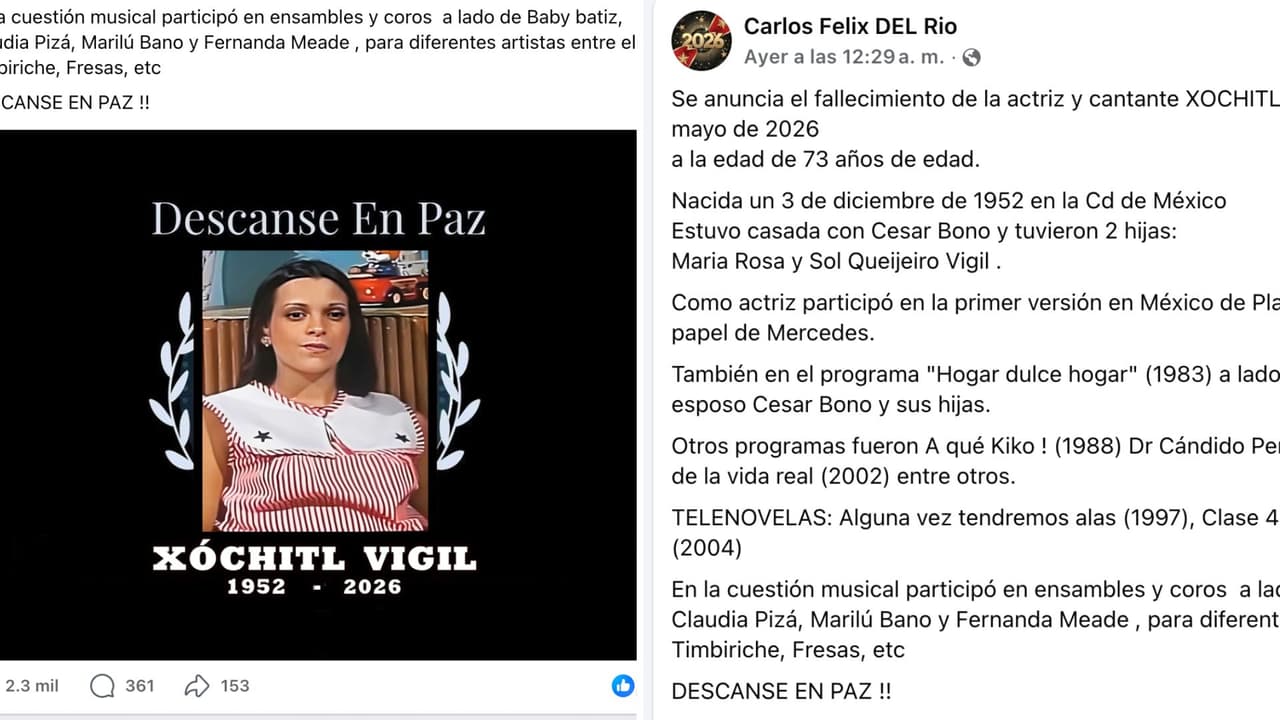 Muere la actriz Xóchitl Vigil.