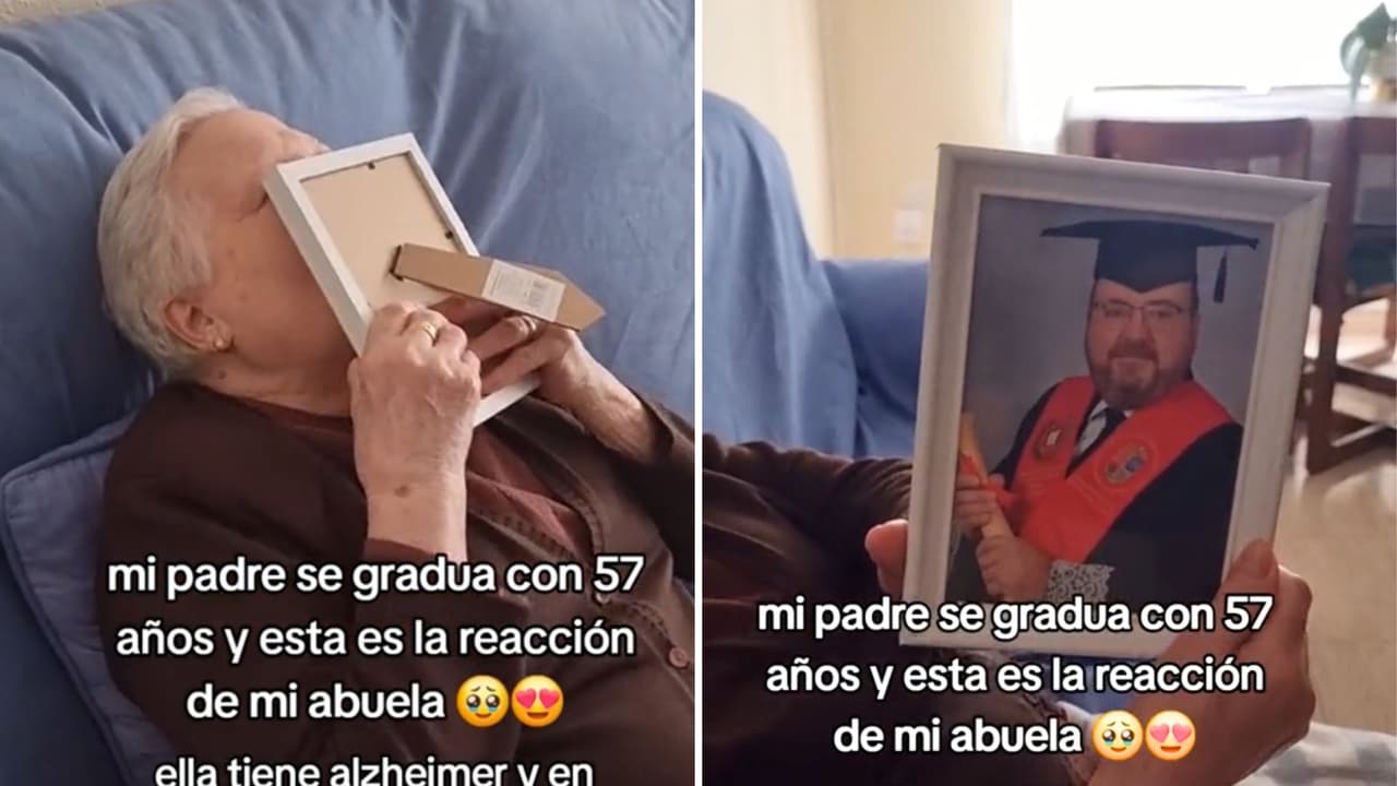 Mujer con Alzheimer reconoce a su hijo por un instante y así reaccionó al enterarse que ya se había graduado