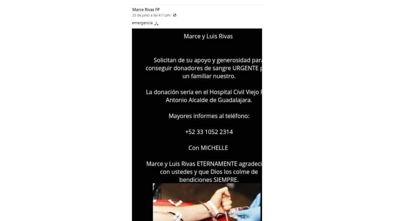 Hermana de Laura Rivas pidió donadores de sangre.