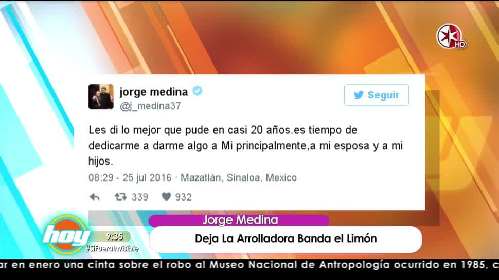 Jorge Medina anuncia salida definitiva de la ‘La Arrolladora Banda el Limón’