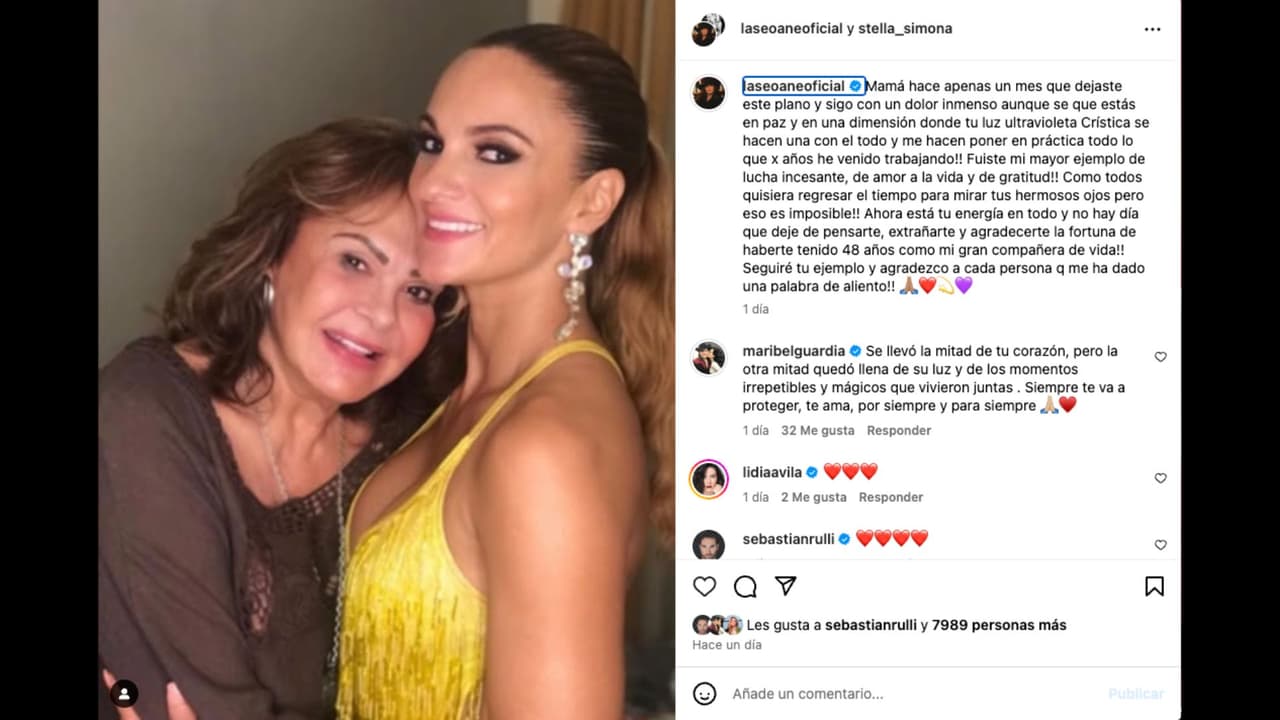 A través de Instagram, Mariana Seoane compartió que extraña a su madre a un mes de su muerte