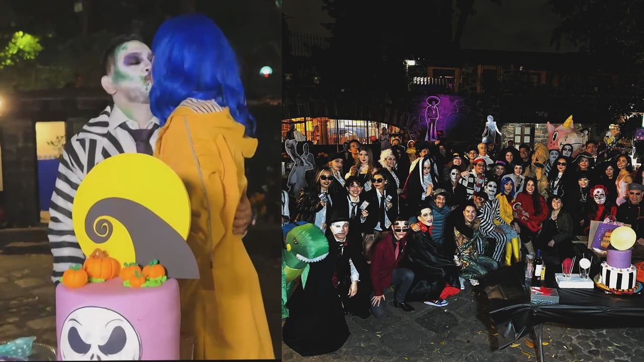 Luis Fernando Peña sorprendió a su esposa con una fiesta sorpresa de Halloween por su cumpleaños