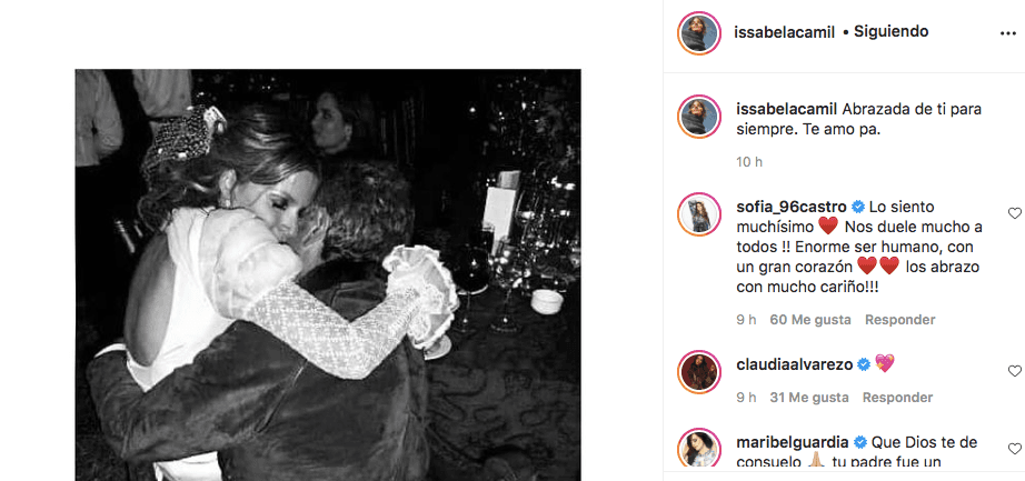 Issabela Camil se despide de su padre, el empresario Jaime Camil Garza.