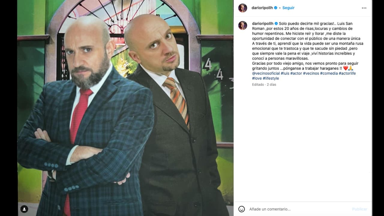 Darío Ripoll recuerda que ha estado en 'Vecinos' por 20 años en Instagram