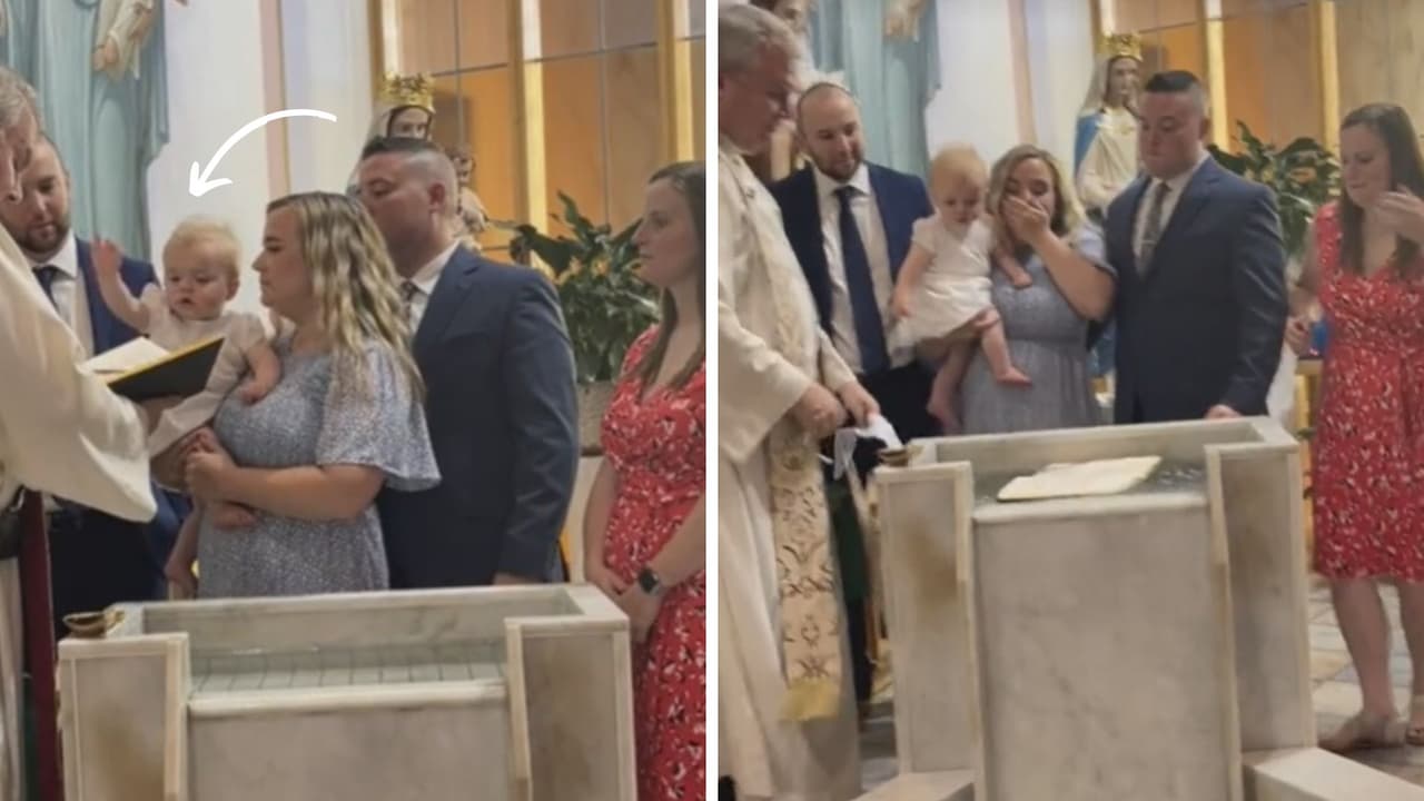 Bebé arruina su bautizo en plena misa y el video se hace viral: así reaccionaron sus padres
