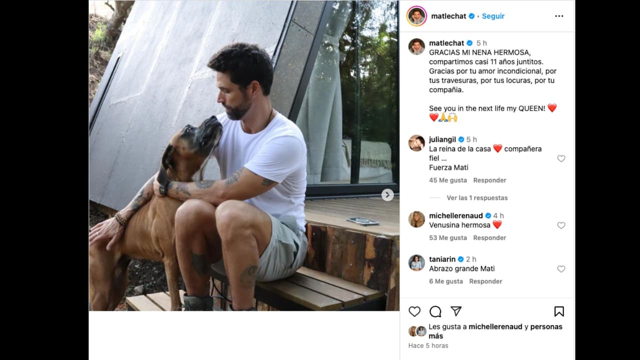 Matías Novoa se despide de Venus, perrita que estuvo a su lado por casi 11 años