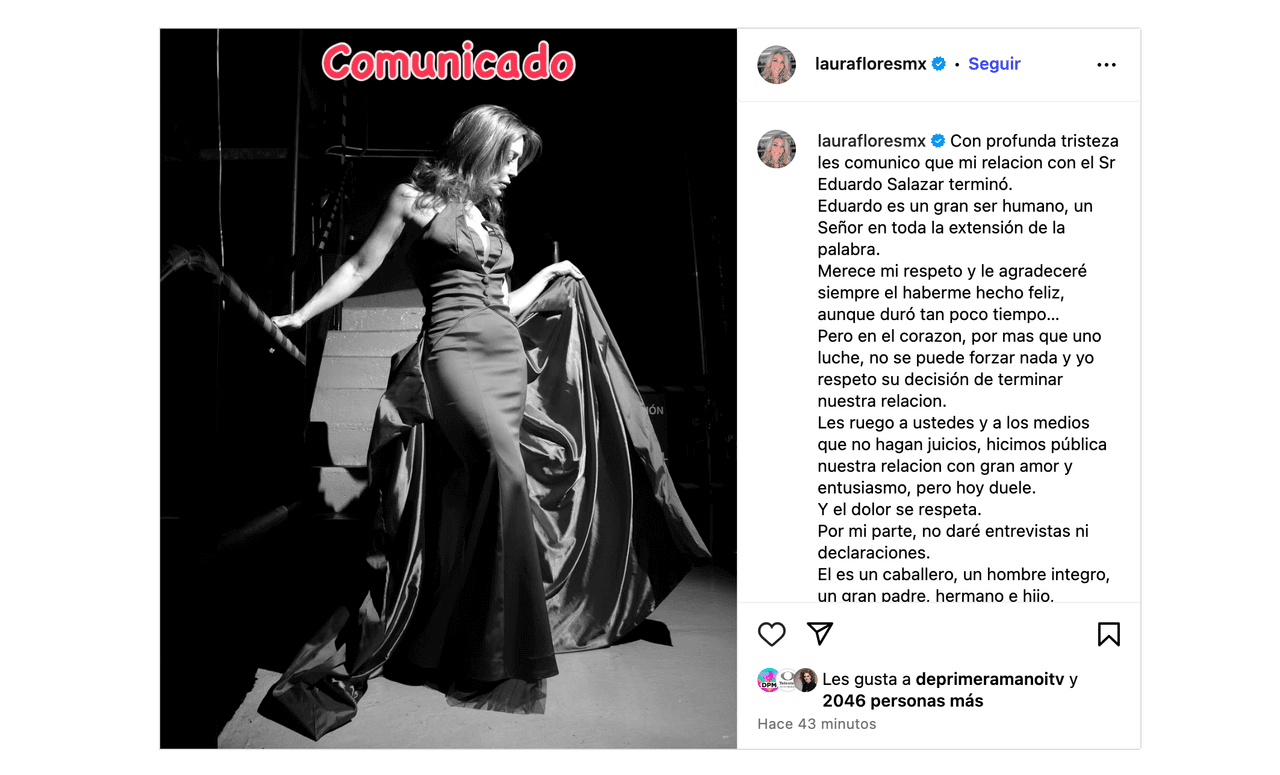 Lalo Salazar termina con Laura Flores: devastada, actriz hace súplica y esto dice del periodista