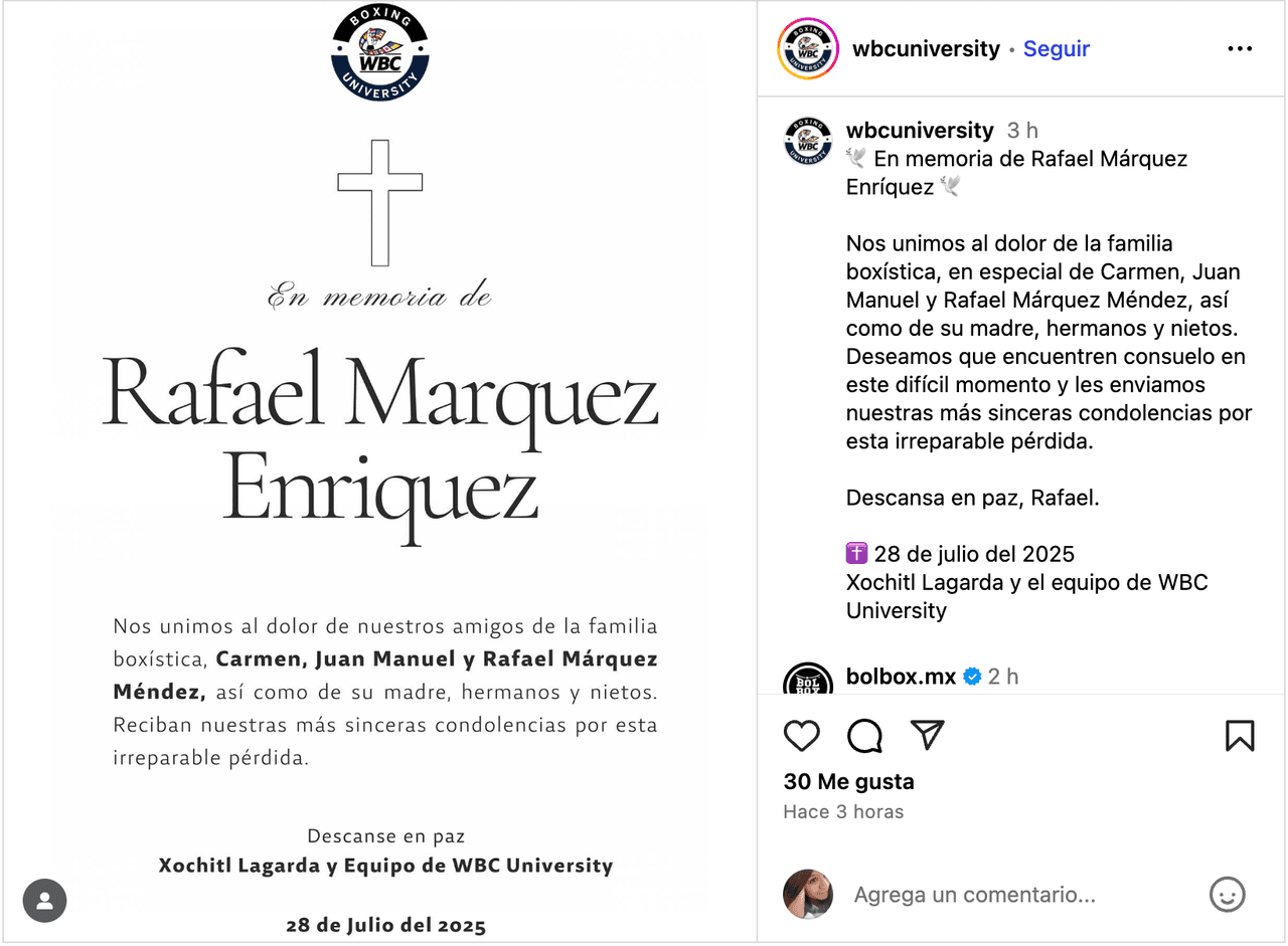 Muere Rafael Márquez Enriquez, papá del exboxeador mexicano Juan Manuel Márquez.