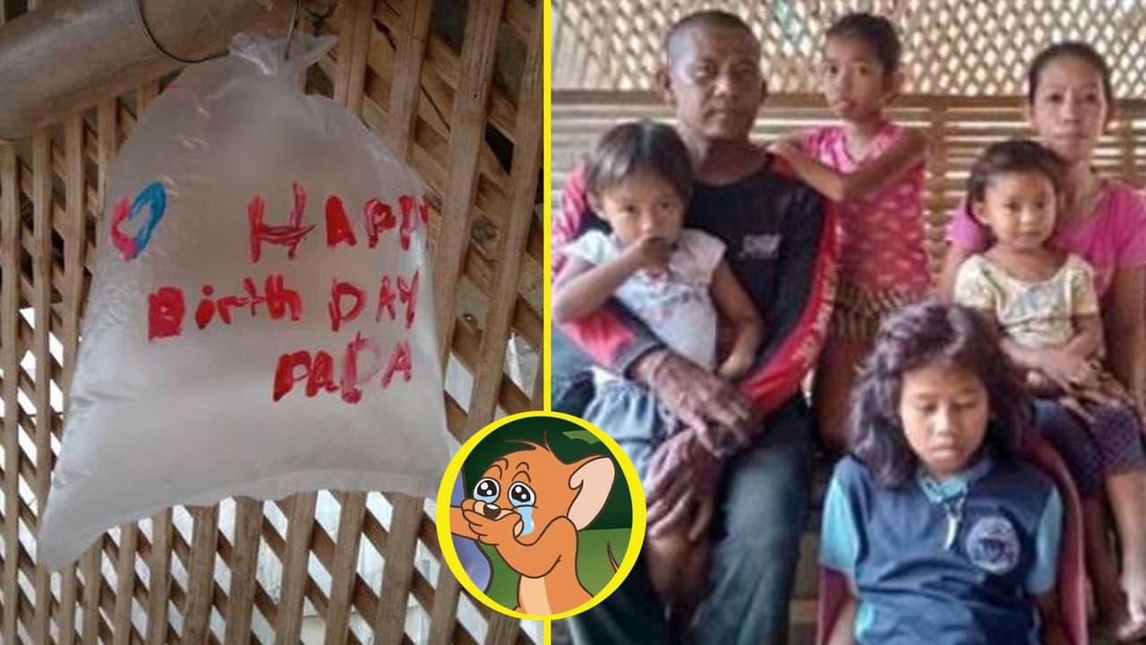 Niños no tenían dinero para globos y usaron bolsas de plástico para celebrar cumpleaños de su papá