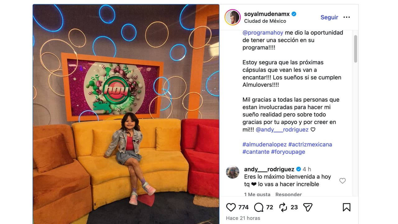 Almudena anuncia nueva sección en el programa Hoy.