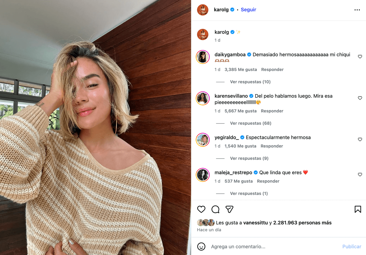 Karol G, cantante colombiana.