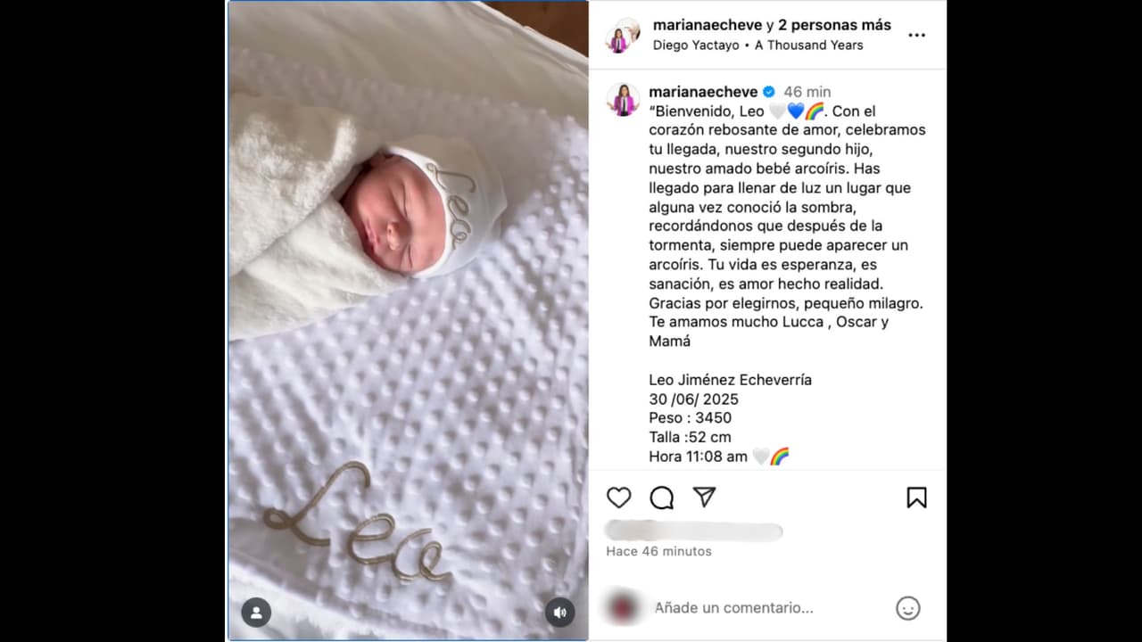 Mariana Echeverría presenta a Leo, su bebé arcoíris