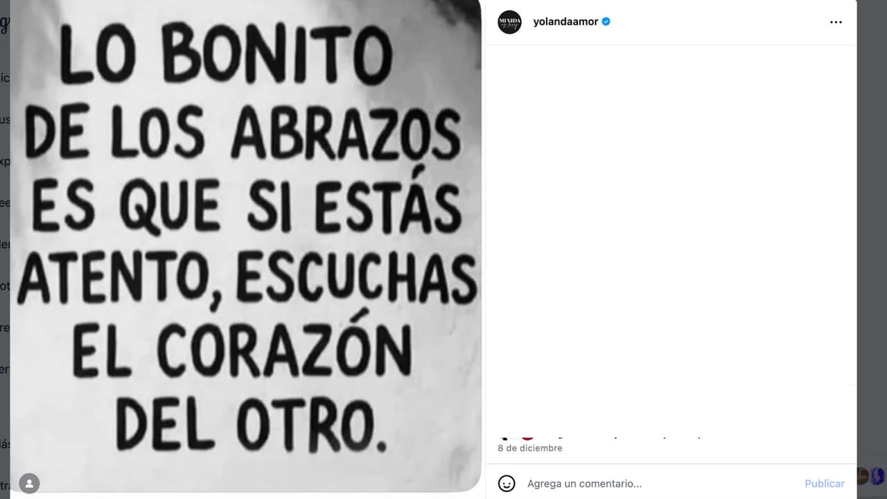 Publicación de Yolanda Andrade.