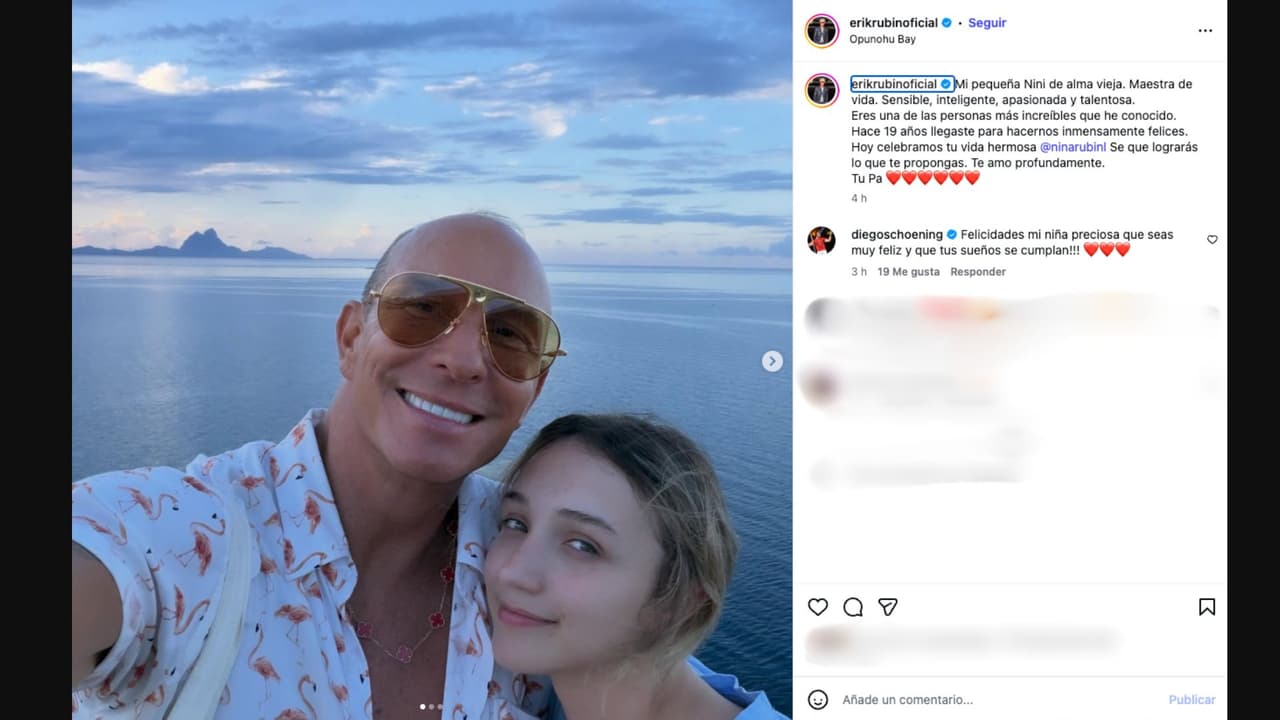 Erik Rubín dedica emotivo mensaje a su hija Nina por su cumpleaños