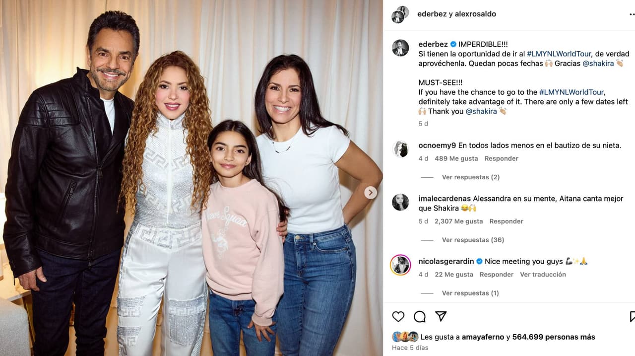 Eugenio Derbeza, Shakira, Aitana Derbez y Alessandra Rosaldo.