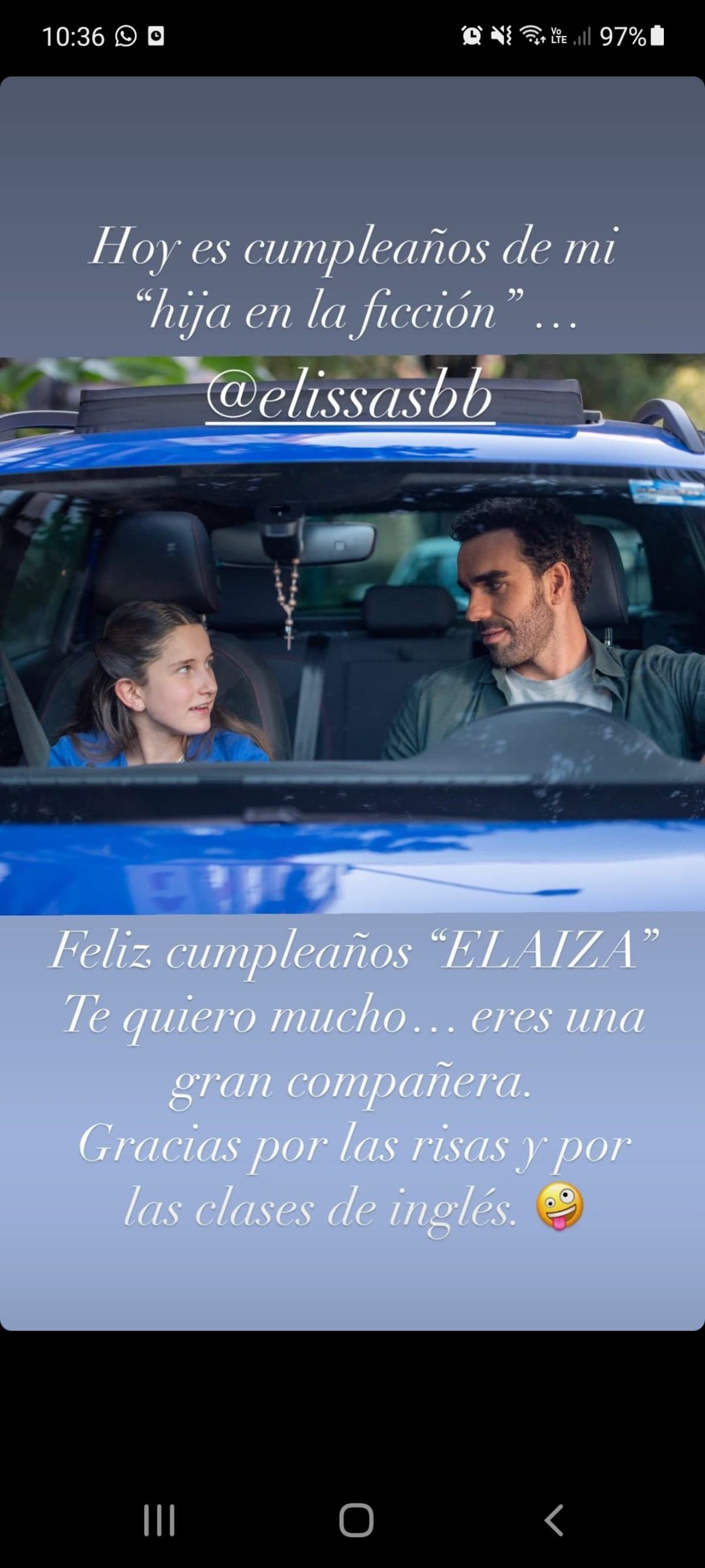 El actor comaprtió la imagen en redes sociales
