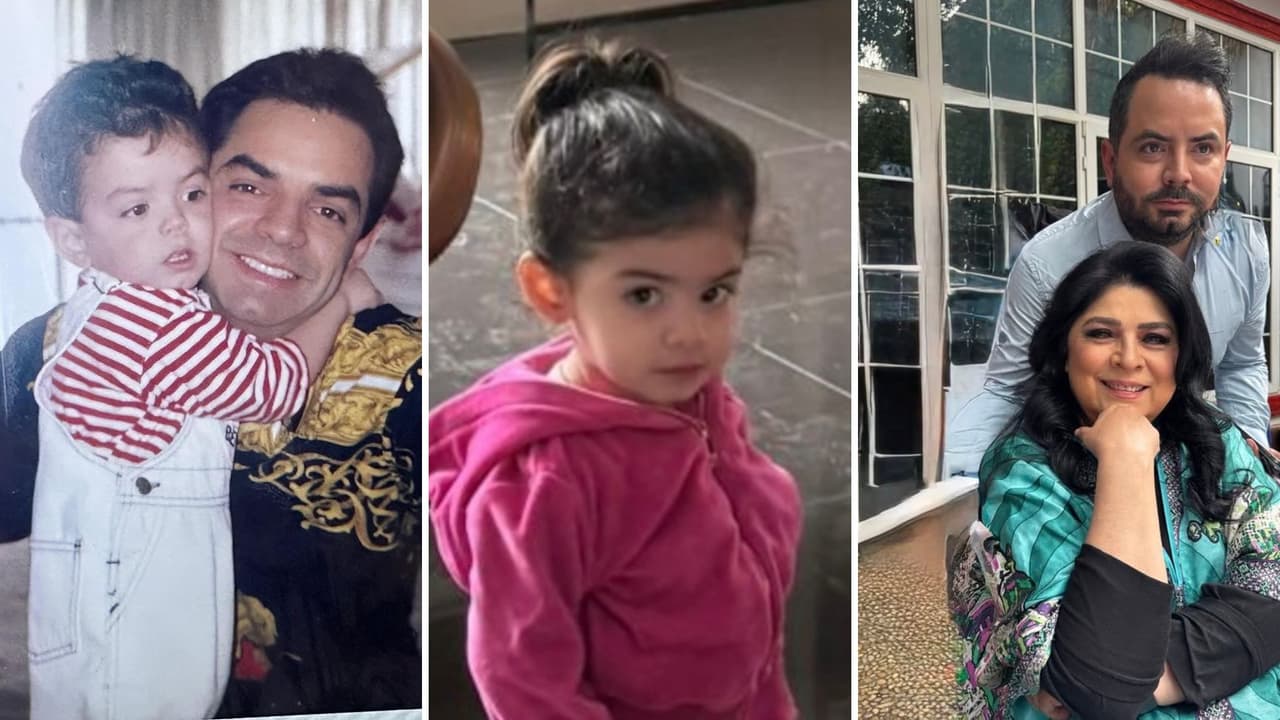 Eugenio Derbez, José Eduardo Derbez de niño; Tessa, hija de José Eduardo y Victoria Ruffo y su hijo.