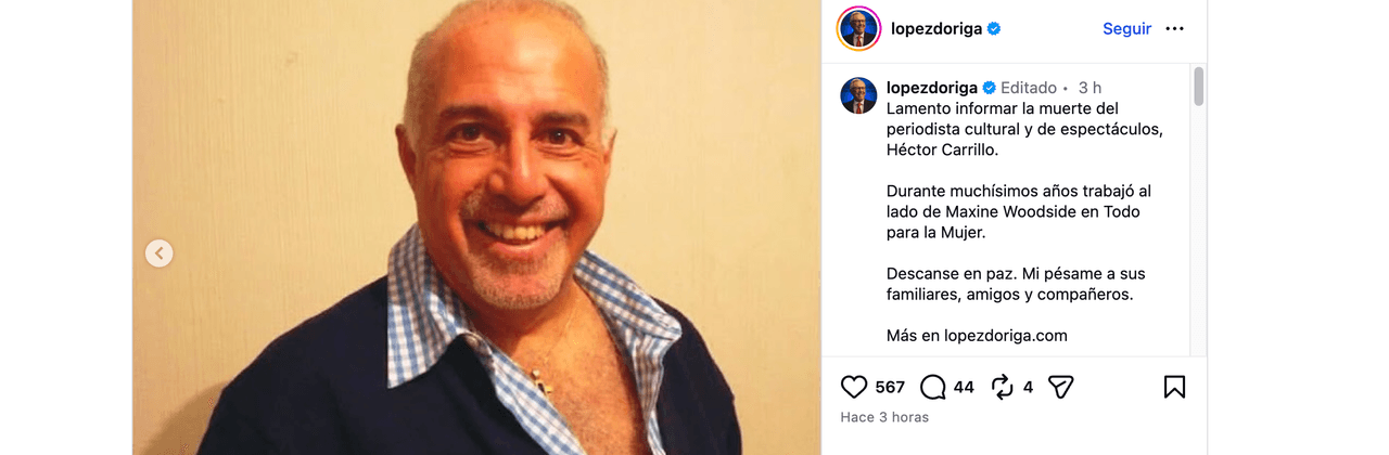 Muere querido periodista de espectáculos que trabajó en Televisa: llorando, lo despiden