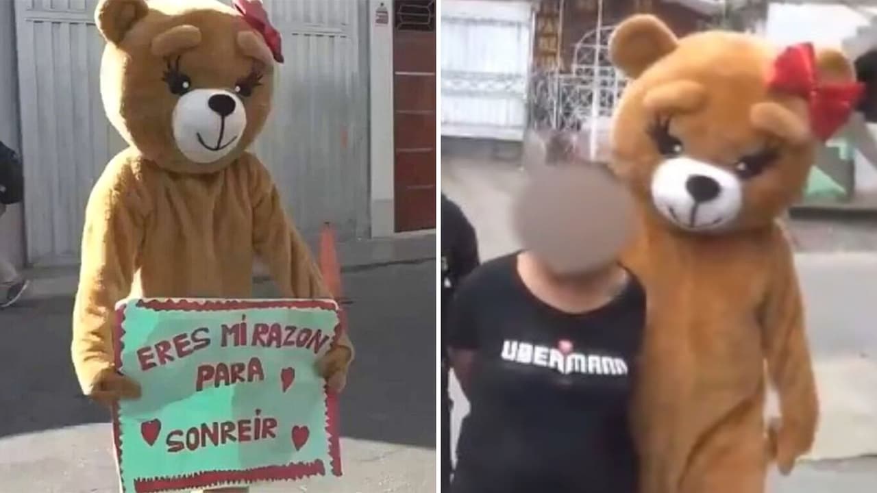 Policía se disfraza de oso en San Valentín para realizar una detención: video se hace viral