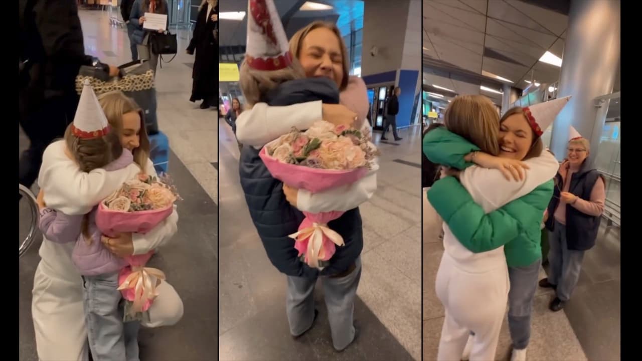 Así recibieron a Irina Baeva cuando llegó al aeropuerto en Rusia