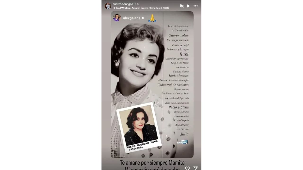 Hijo de María Eugenia Ríos despide a la actriz.