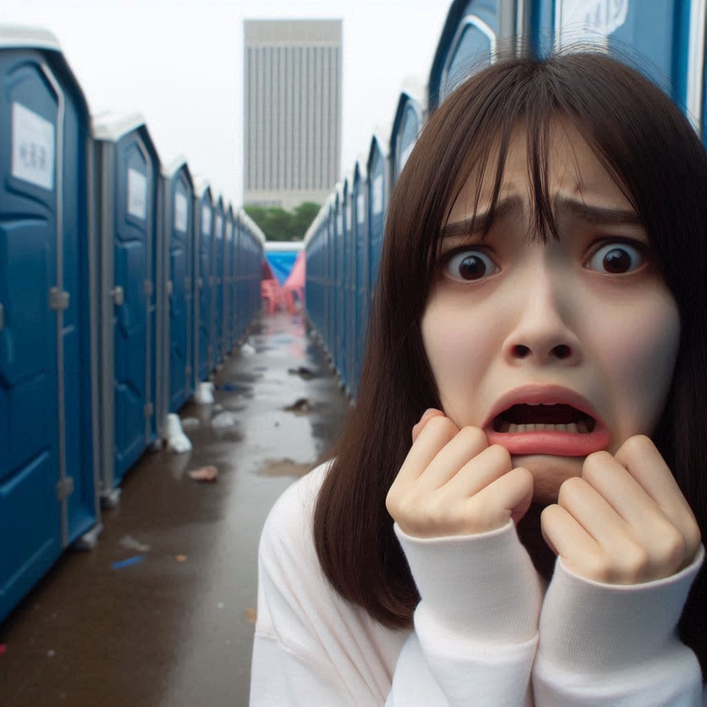 Jóvenes españolas pierden un iPhone en un baño portátil