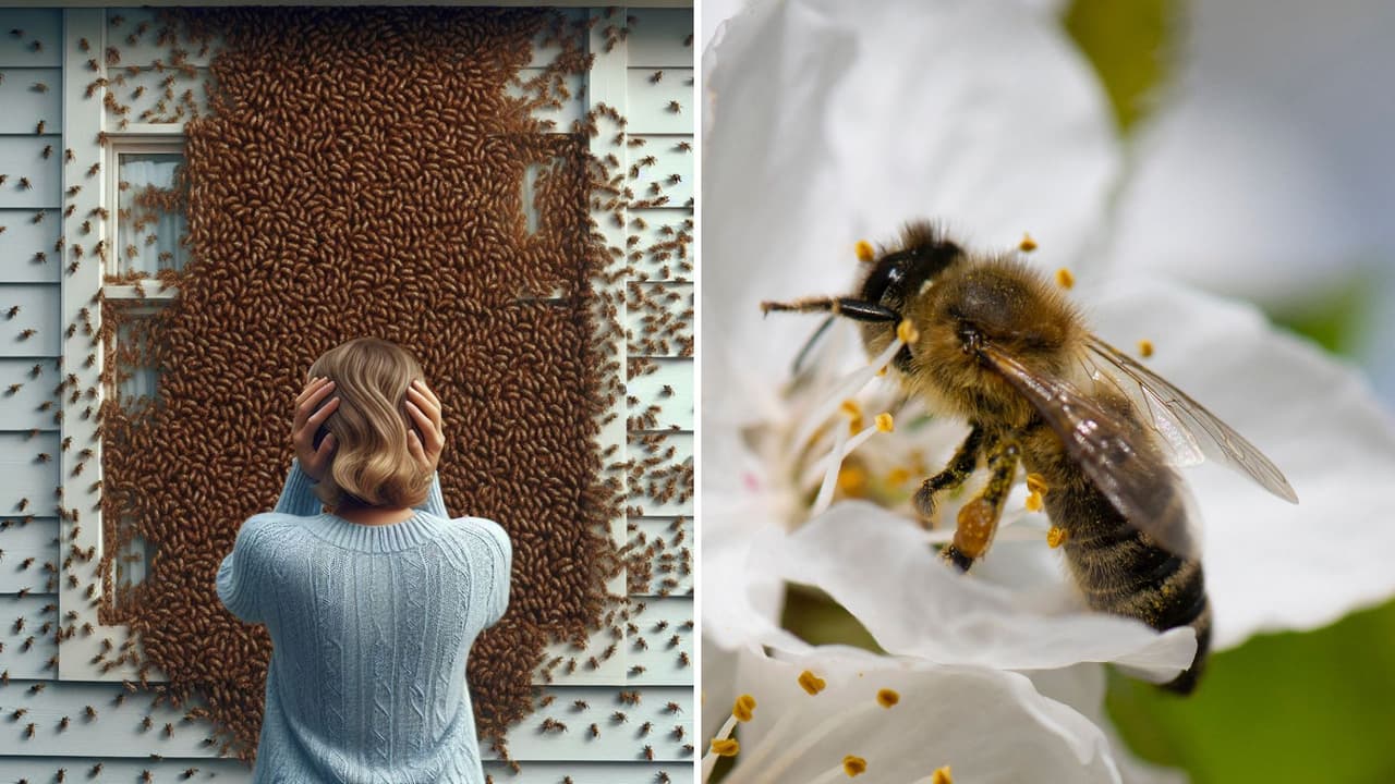 Familia encuentra un panal con 50 mil abejas en la pared de su casa: no han logrado sacarlas