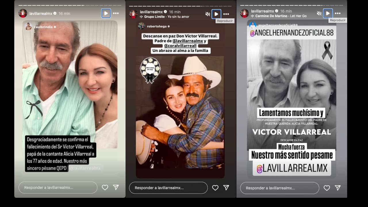 La cuenta de Instagram oficial de Alicia Villarreal compartió mensajes de pésame para su padre