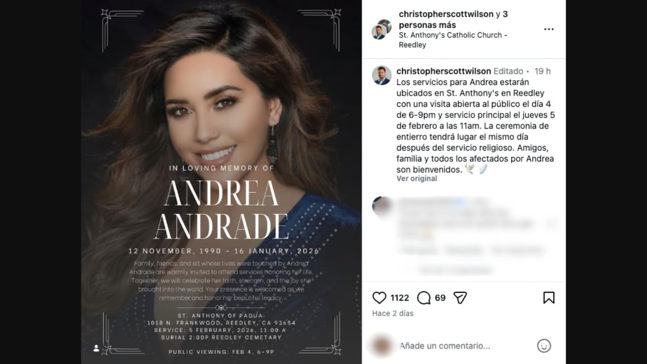 Chris Wilson, esposo de Andrea Andrade, informó en redes sociales la fecha del servicio funerario para despedirse de la modelo