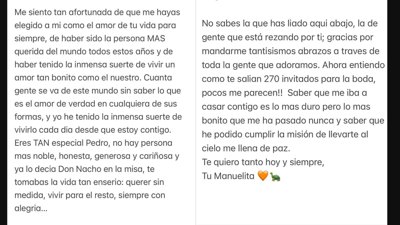 Manuela Ochoa informó sobre la muerte de su pareja, Pedro Cadahía, pocos días después de haberse comprometido