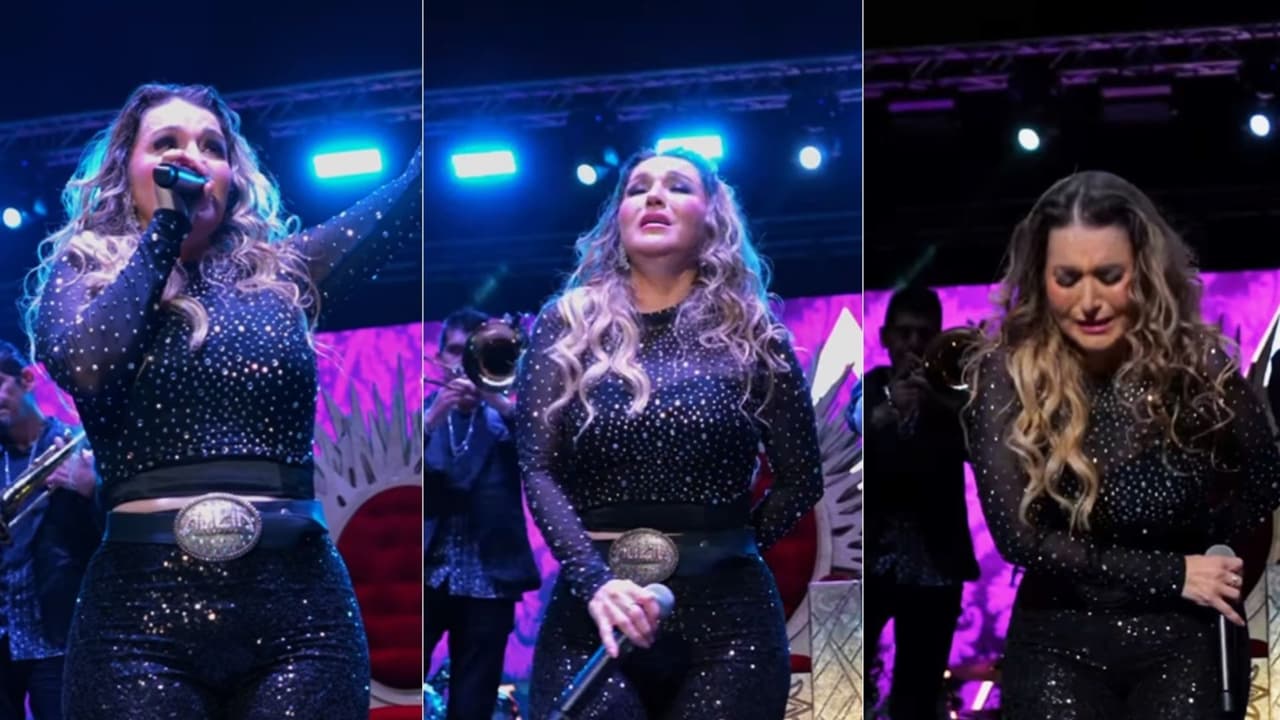 Alicia Villarreal rompe en llanto en pleno concierto tras muerte de su padre.