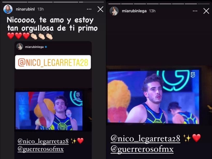 Mía y Nina Rubín reaccionan eufóricas al debut de su primo Nico Legarreta en Guerreros 2021.