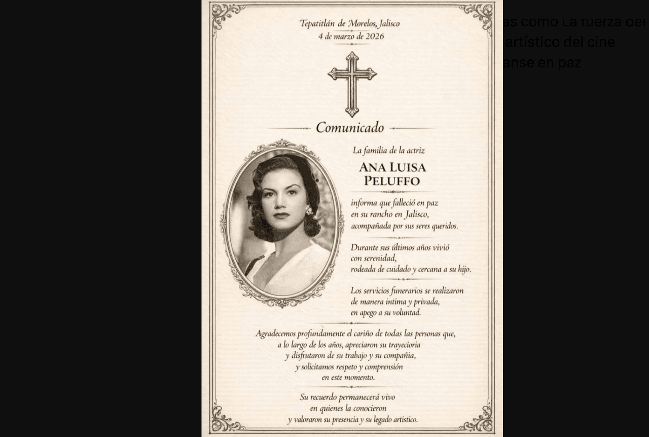 Muere Ana Luisa Peluffo a los 96 años de edad, la diva que rompió los tabúes la época del cine mexicano