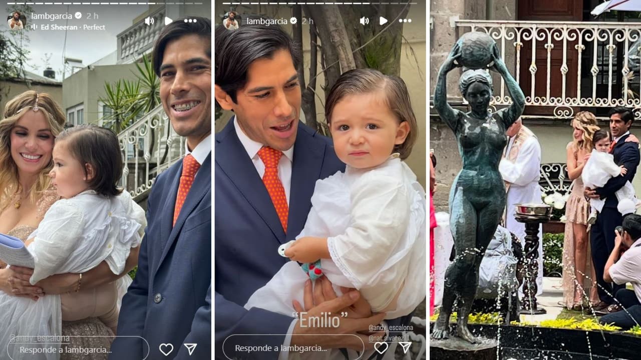 Andrea Escalona celebra el bautizo de su hijo.