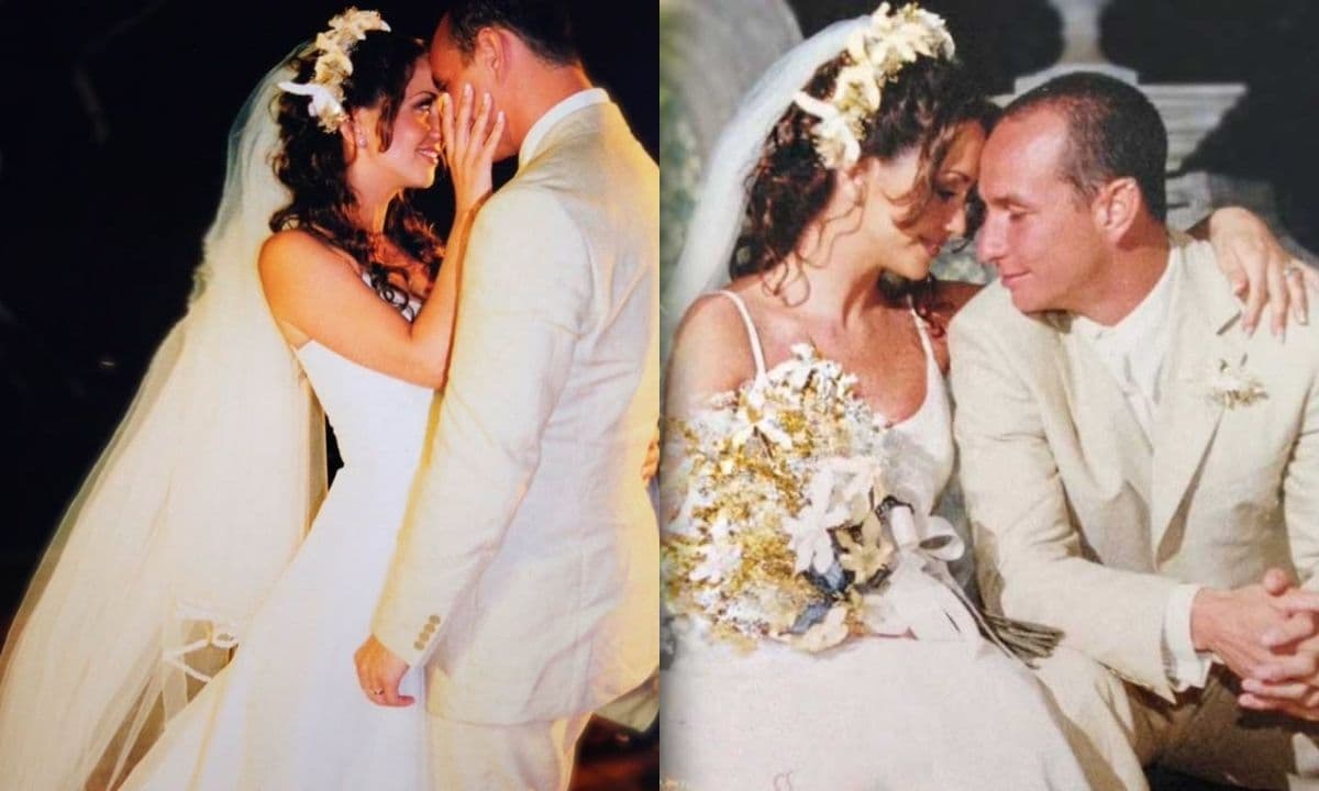 Andrea Legarreta y Erik Rubín se casaron hace 22 años en una majestuosa ceremonia en Acapulco, Guerrero, en la que todos los invitados vistieron de blanco.