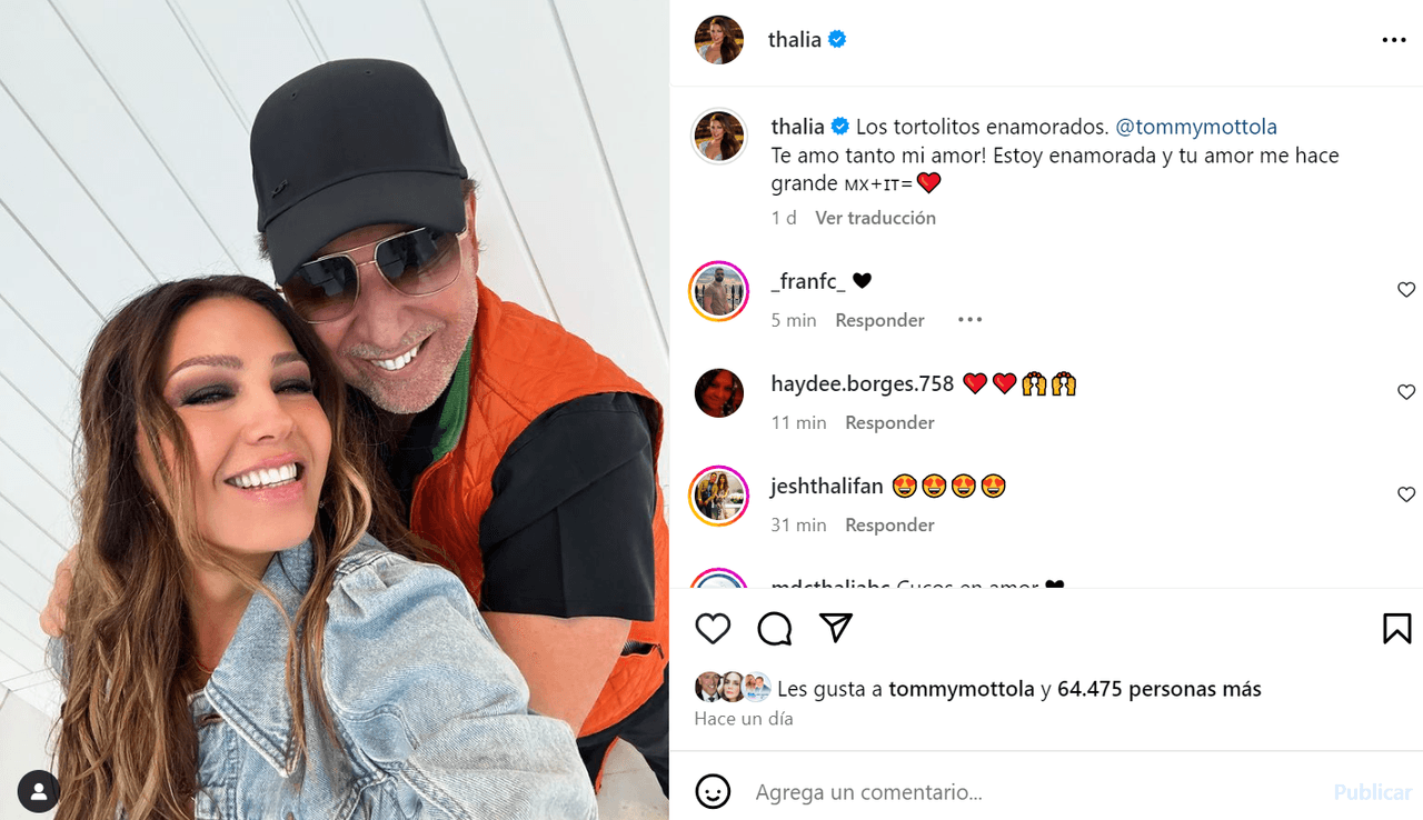 Thalía acaba con rumores de divorcio y aparece así con Tommy Mottola