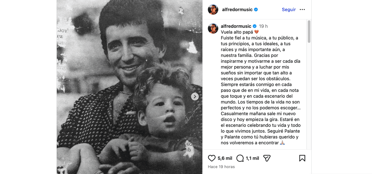 Luto en la música: muere querido cantante y, llorando, su famoso hijo lo despide: “Vuela alto papá”