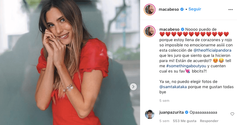 Desde entonces, Zurita es quien ha comentado más en las publicaciones de una de las protagonistas de 'Amar a Muerte'.