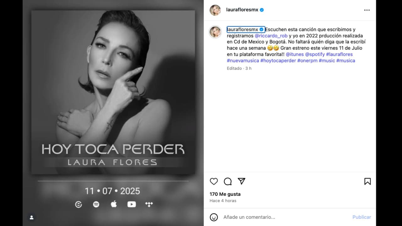 Laura Flores anuncia el lanzamiento de su nueva canción