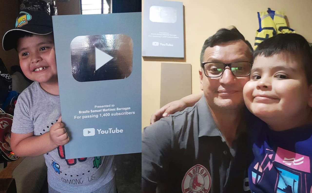 Papá conmueve Internet al hacerle una placa falsa de YouTube a su hijo y al final obtiene una real