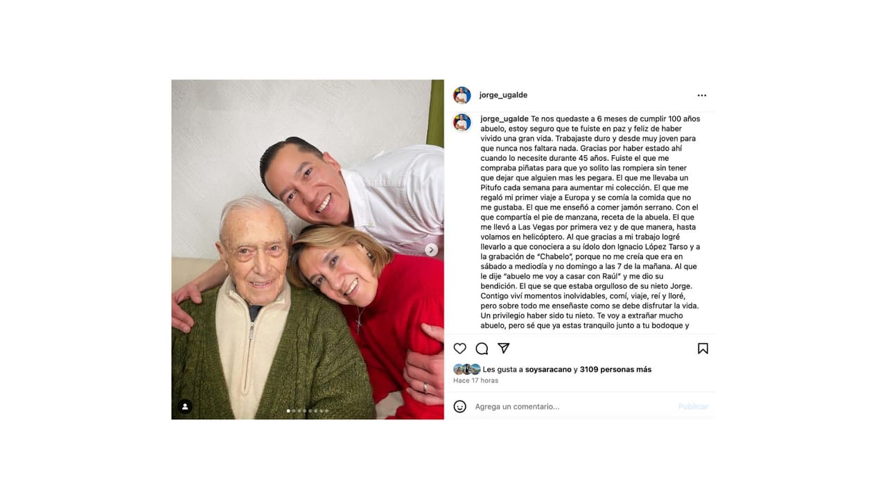 Con un sentido mensaje, así despidió Jorge Ugalde a su abuelo.