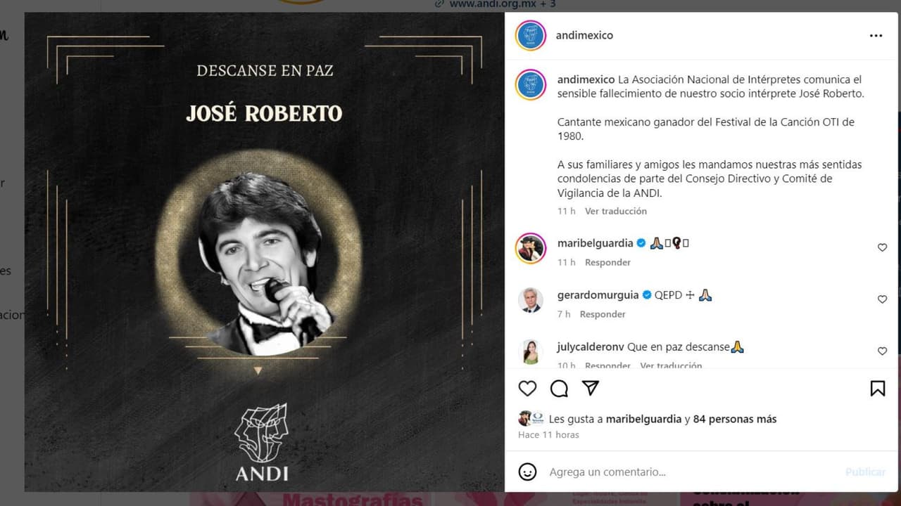 Muere el cantante mexicano José Roberto Galindo.