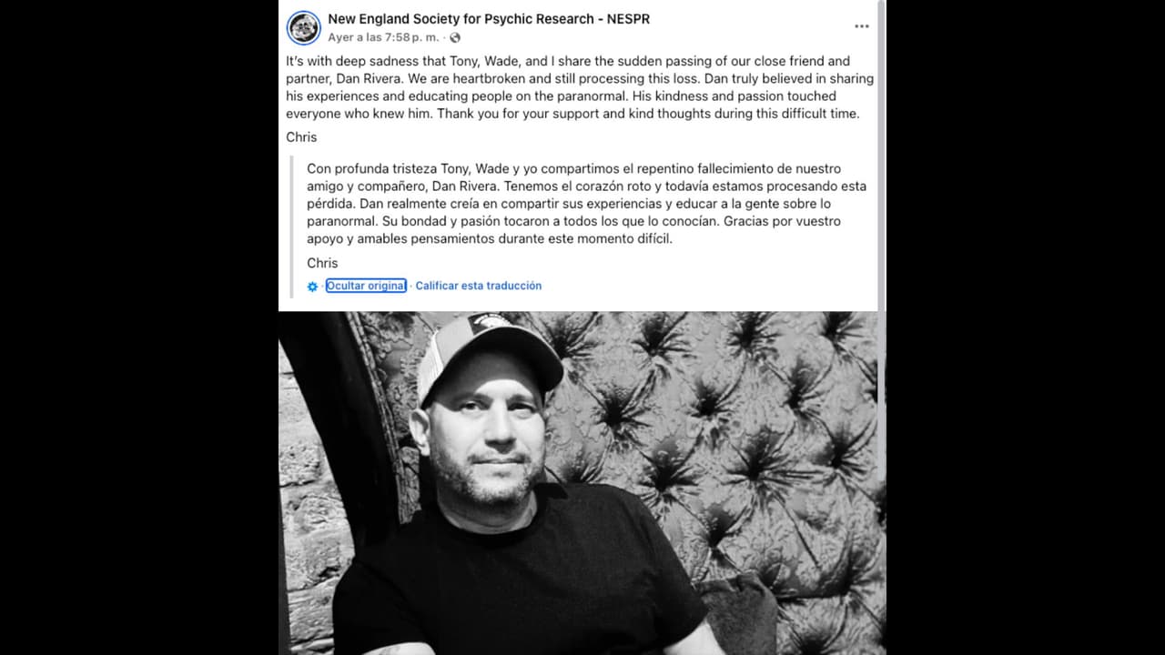 La página en Facebook de NESPR lamentó la muerte del investigador paranormal Dan Rivera