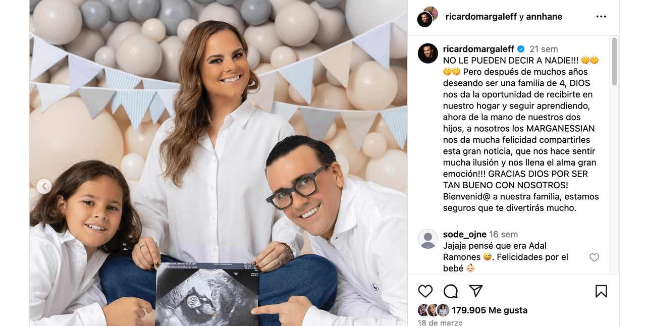 Así anunció Ricardo Margaleff que se convertiría en papá por segunda vez