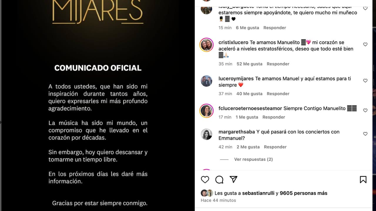 Manuel Mijares, comunicado.